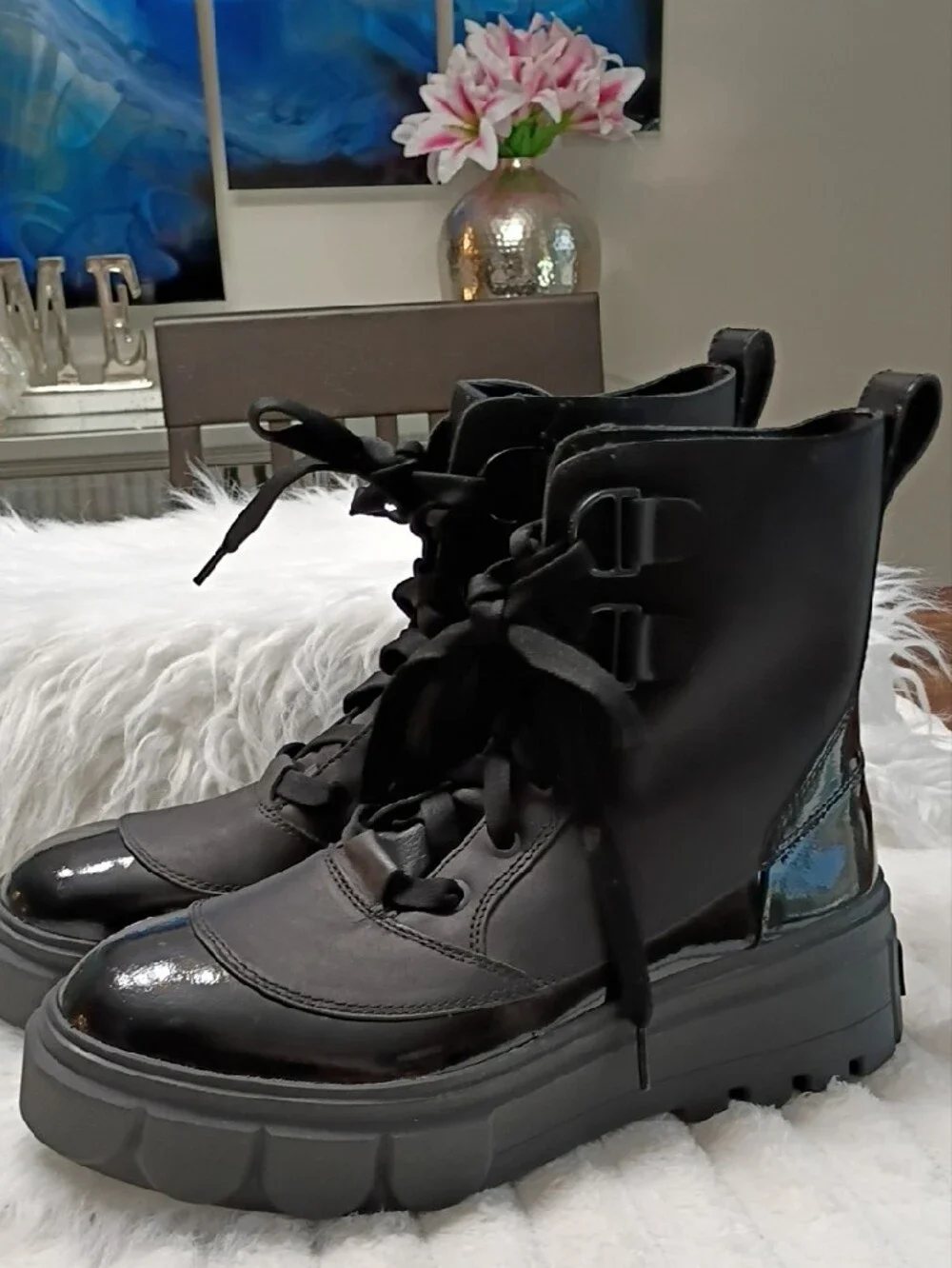 New Sorel Caribou X Women's Black Lace-Up Waterproof Chunky Platform Boots 11